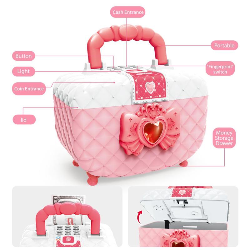 Princess Heart Shaped Money Pretend Play Toy, 1 Set Automatic Paper Money Rolling Toy with Light & Music, Pretend Play Toy, Birthday Gift