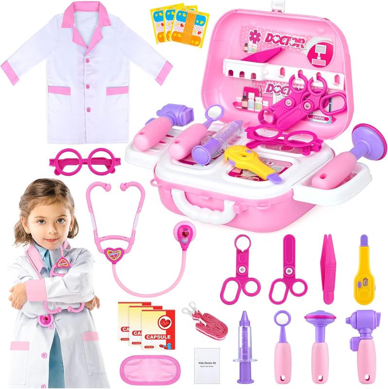 Doctor Kit for Toddlers, 22 Pieces Doctor Play Gift for Kids Medical Toys Set with Roleplay Doctor Costume Toddlers Ages 2 - 6 Year Old for Role Play