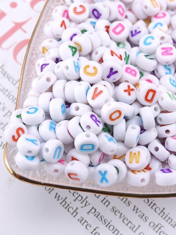 Letter & Heart Shaped Bead, Simple Round Acrylic Bead, Diy Jewelry Accessories for Bracelet & Necklace Making