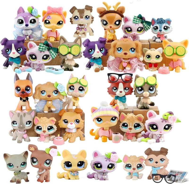 littlepeta miniature cat and dog figures Pets and Accessories Set - 5 Random Pets and 10 Random Accessories