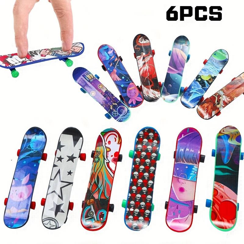 6 Pcs Mini Finger Skateboards,Fun Desktop Decompression Toys for Kids - Perfect for Parties, Halloween, Christmas, Or As Reward Gifts - Ages 6-8