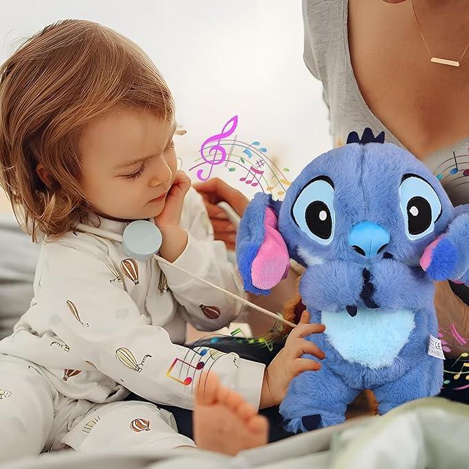 Stitch Soothing Breathing Plush Anxiety Relief Companion with Sensory Details, Musical Lighting, and Breathing Rhythm, Blue Pink