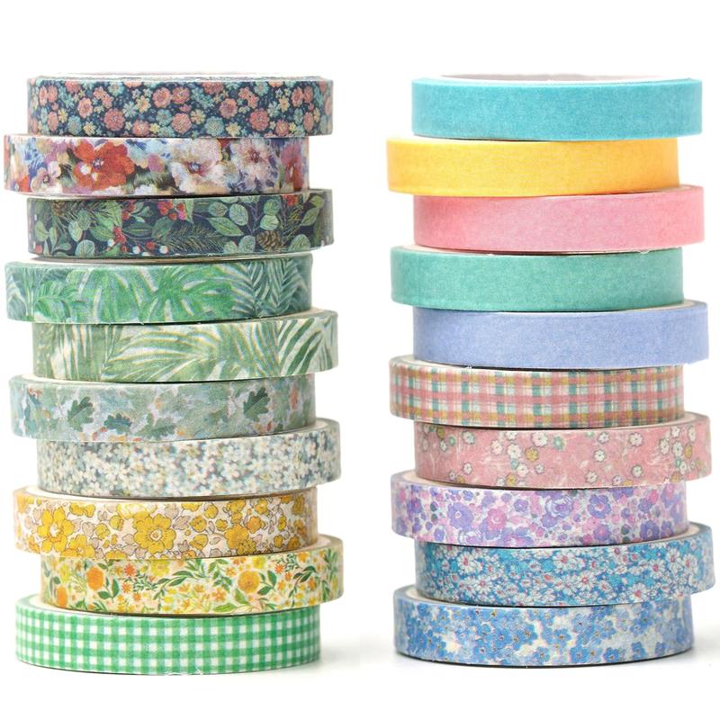 Vintage Washi Tape Set, 20 Skinny Rolls. Retro Antique Patterns. Arts, DIY, Journals, Planners, Scrapbook, Wrapping. Masking Tapes. (Vintage)