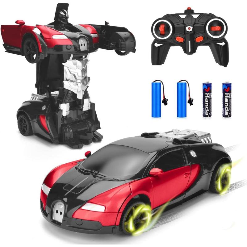 RC Car Remote Control Car with One Key Transformation, New Upgrade Deformed Robot for Kids Rechargeable Cars for Boys Age 3-8, Christmas for Boys and Girls (Red)