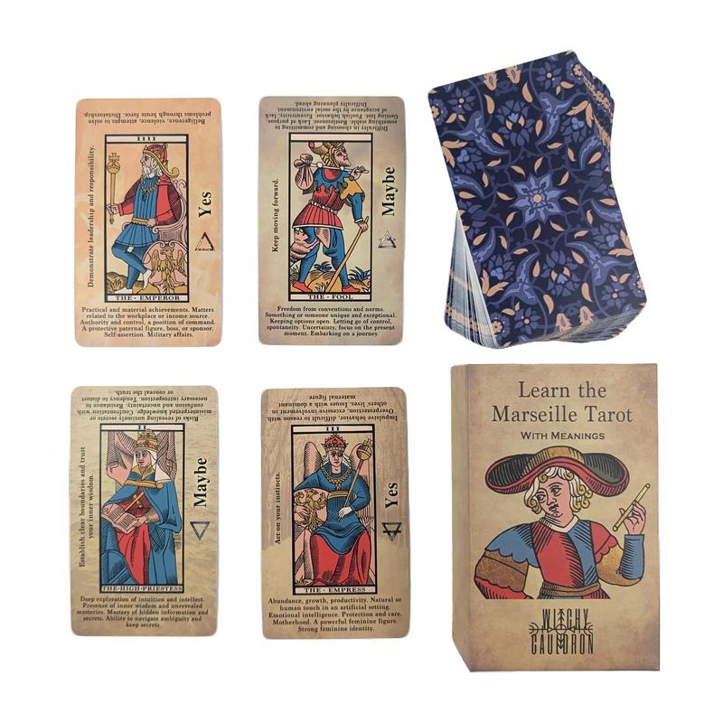 Marseille Tarot Deck for Beginners with Meanings on Each Card for Easy Interpretation – Learn to Read Tarot with The Classic Marseille Deck