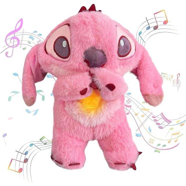 Stitch Soothing Breathing Plush Anxiety Relief Companion with Sensory Details, Musical Lighting, and Breathing Rhythm, Blue Pink