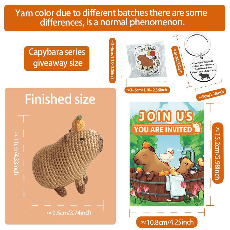 Cute Capybara Design Crochet Kit, 1 Set DIY Lovely Animal Crochet Material Pack with Random Color Accessories & Random Stickers, Knitting Kit, Summer for Gift