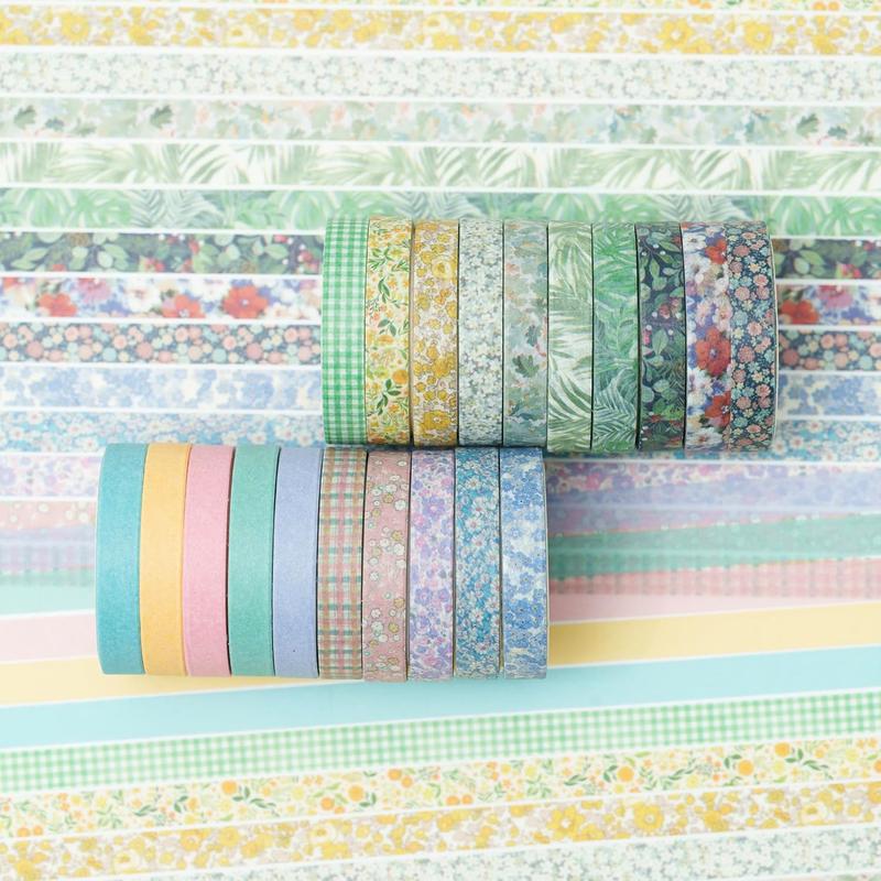 Vintage Washi Tape Set, 20 Skinny Rolls. Retro Antique Patterns. Arts, DIY, Journals, Planners, Scrapbook, Wrapping. Masking Tapes. (Vintage)