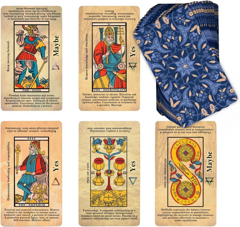 Marseille Tarot Deck for Beginners with Meanings on Each Card for Easy Interpretation – Learn to Read Tarot with The Classic Marseille Deck