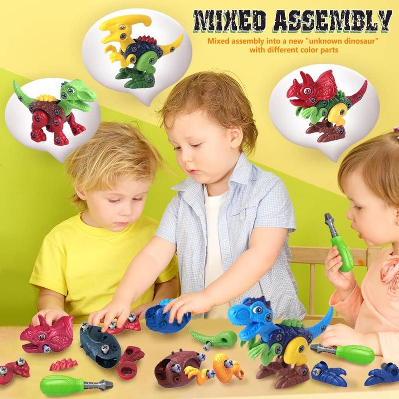 Dinosaur Toys for 3, 4, 5, 6, 7 Year Old Boys, Take Apart Toys with Electric Drill for Kids, STEM Educational Construction Building Toys, Ideal Xmas Birthday Gift, Incl Tyrannosaurus Rex Triceratop