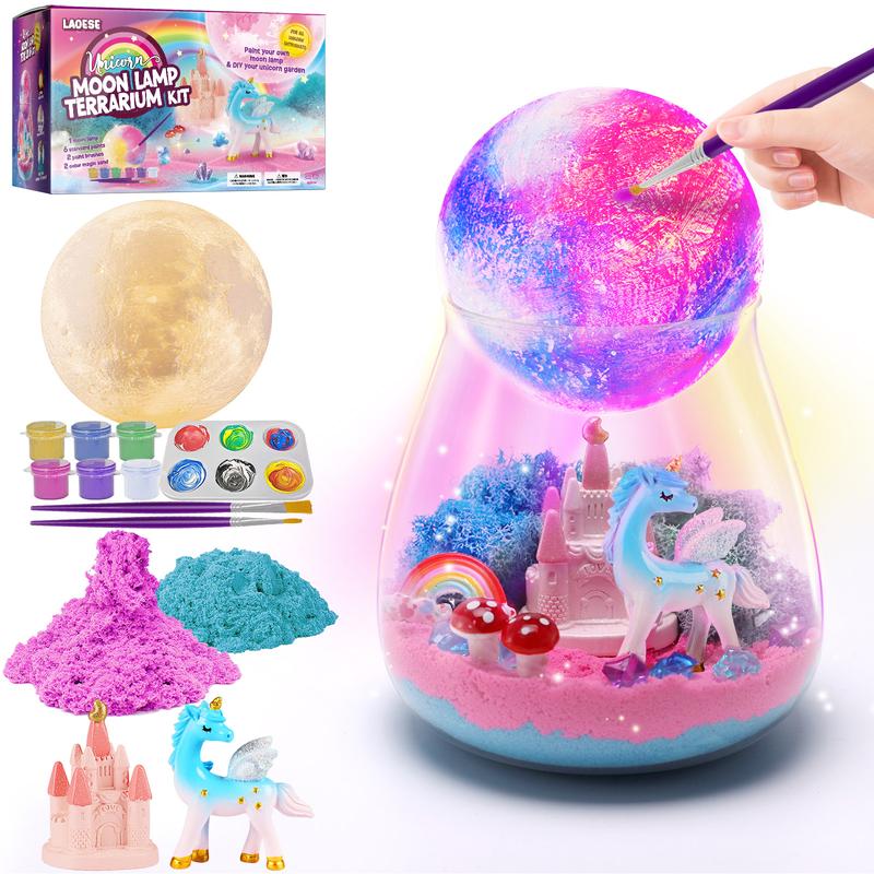 Unicorn Terrarium Gifts for Kids - Light Up Terrarium Crafts Kit with DIY Moon Lamp - Unicorn Toys for Girls - Arts and Crafts Birthday Gift for Girls Ages 4 5 6 7 8-12 Year Old