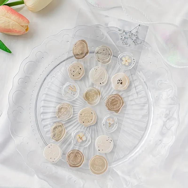 Flower Design Wax Seal Stamp, 18pcs sheet DIY Wax Seal Stamp Sticker, Envelope Sealing Stamp for DIY Scrapbooking, Journal Making