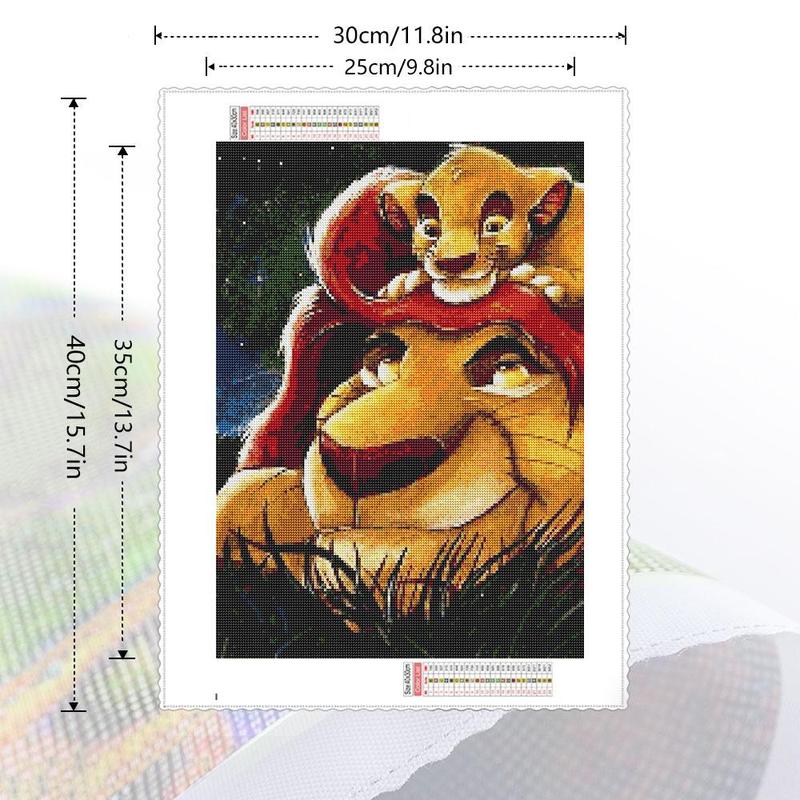 The Lion King Pattern DIY Diamond Arts Colorful Painting Kit without Frame, 5D Diamond Decor Painting by Numbers Kit, DIY Wall Art Decor