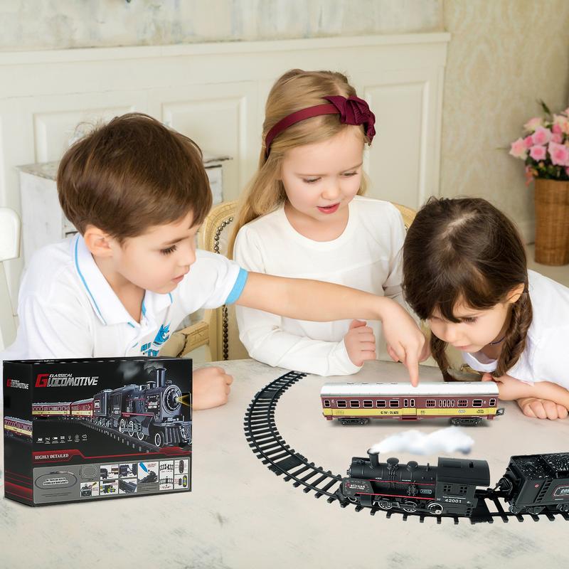 Christmas Steam Locomotive Train Set - Electric Trains Cars & Tracks, Sounds & Lights,Christmas Toys for Kids, Incorporating Christmas Train and Model Train Layout Elements