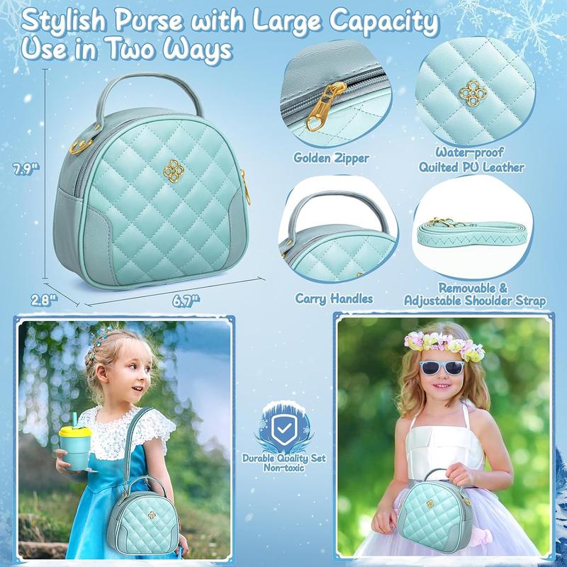 Christmas gift Play Purse for Little Girl, Princess Frozen Toy Purse with Accessories, Pretend Makeup Set, Handbag, Wallet Water Bottle Birthday Toy