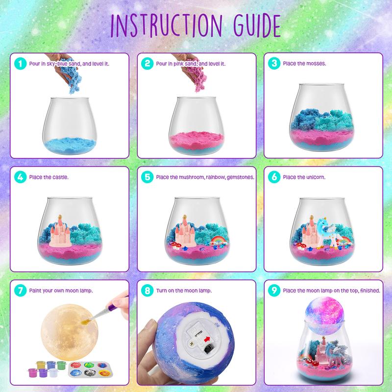 Unicorn Terrarium Gifts for Kids - Light Up Terrarium Crafts Kit with DIY Moon Lamp - Unicorn Toys for Girls - Arts and Crafts Birthday Gift for Girls Ages 4 5 6 7 8-12 Year Old