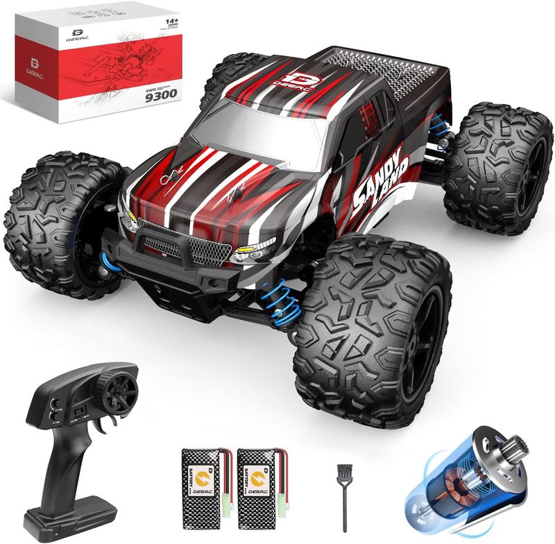 DEERC 9300 Remote Control Car High Speed RC Cars for Adults 1:16 Scale 40 KM H 4WD Off Road Monster Trucks,2.4GHz All Terrain Toy Trucks with 2 Rechargeable Battery