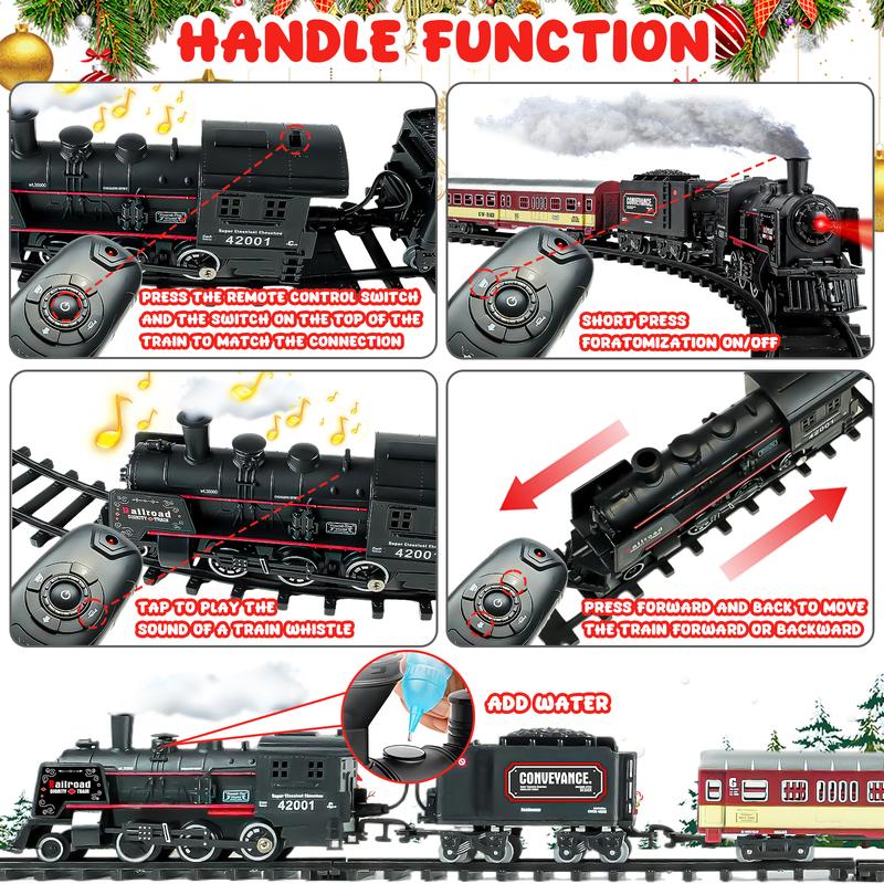 Train Set with Steam Engine - Electric Trains, PC Tracks, Sounds & Lights, Ideal Christmas Gift