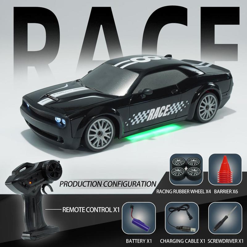 Christmas Gifts 1 20 Dodge Challenger RC Drift Car 2.4G Full Scale Stunt Car 4WD Electric RC Racing Car With Lights r34diecast rc model rc drift hellcat megalodon carro  de 100  hp spiderman