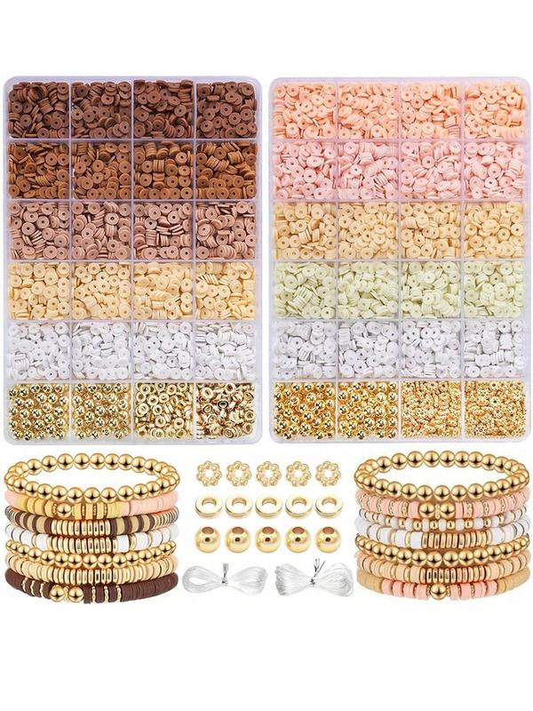 Mixed Color Beaded & Spacer Beads & Elastic Thread, DIY Jewelry Making Kit, Fashion Accessories for Bracelet & Necklace Making