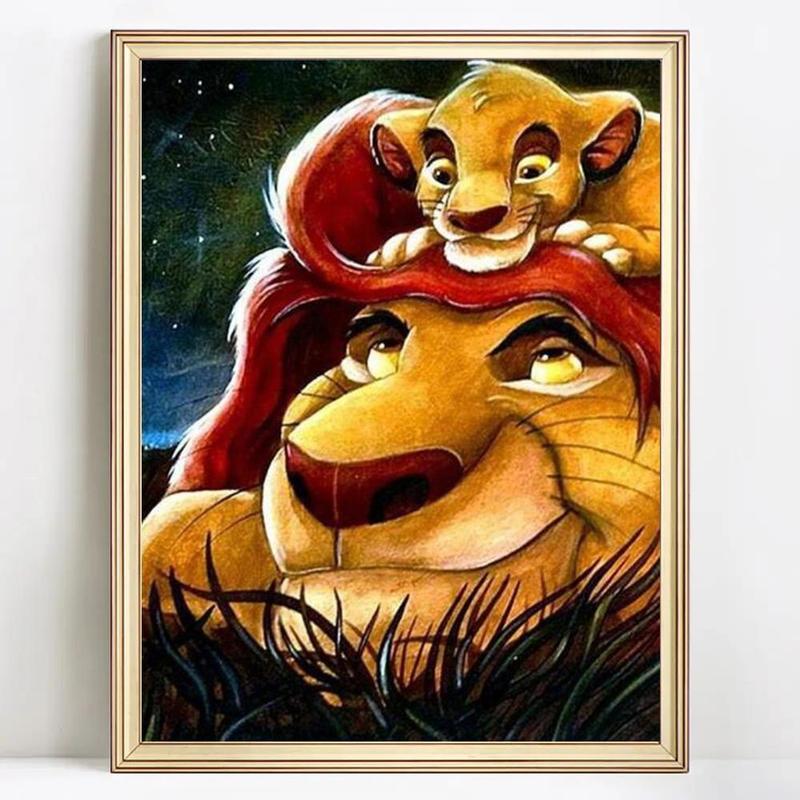 The Lion King Pattern DIY Diamond Arts Colorful Painting Kit without Frame, 5D Diamond Decor Painting by Numbers Kit, DIY Wall Art Decor