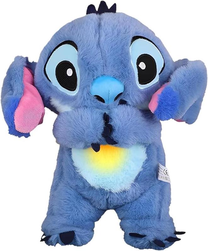 Stitch Soothing Breathing Plush Anxiety Relief Companion with Sensory Details, Musical Lighting, and Breathing Rhythm, Blue Pink