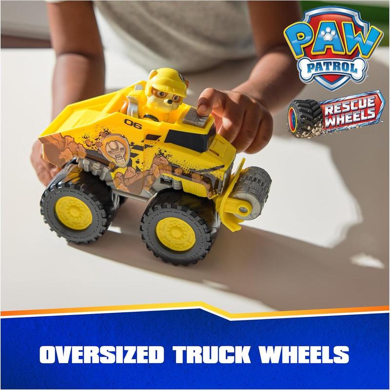 Paw Patrol: Rescue Wheels Rubble’s Bulldozer, Toy Truck with Vehicle Transformation and Collectible Action Figure, Kids Toys for Boys & Girls Ages 3+