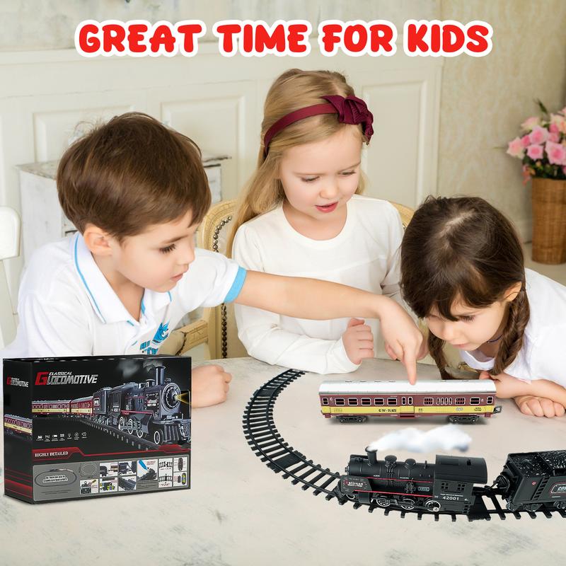 Train Set with Steam Engine - Electric Trains, PC Tracks, Sounds & Lights, Ideal Christmas Gift