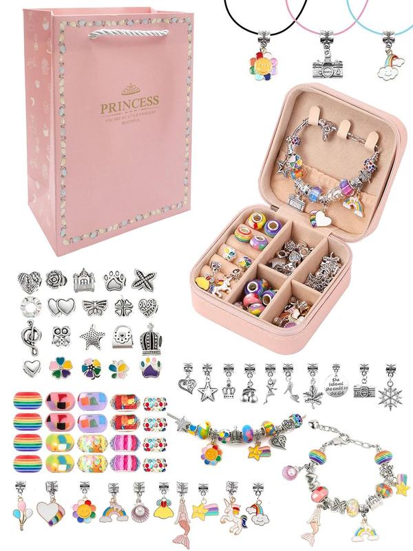 Cute Colorblock Beaded Bracelet Making Kit, Colorful Beads & Charms, DIY Jewelry Making Supplies