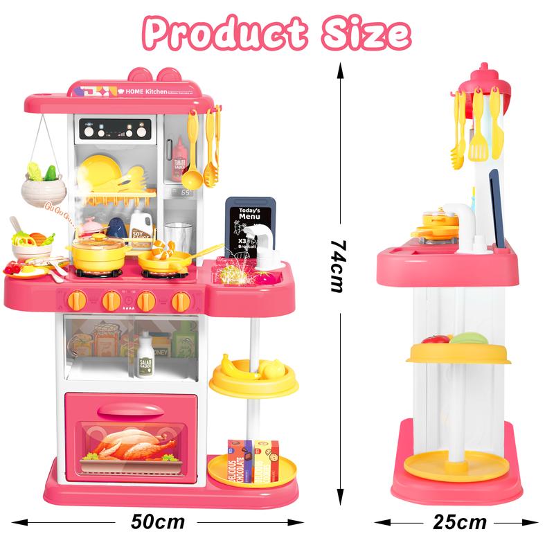 deAO Play Kitchen Toys, Kitchen Accessories, with Realistic Lights & Sounds, Simulation of Spray and Play Sink