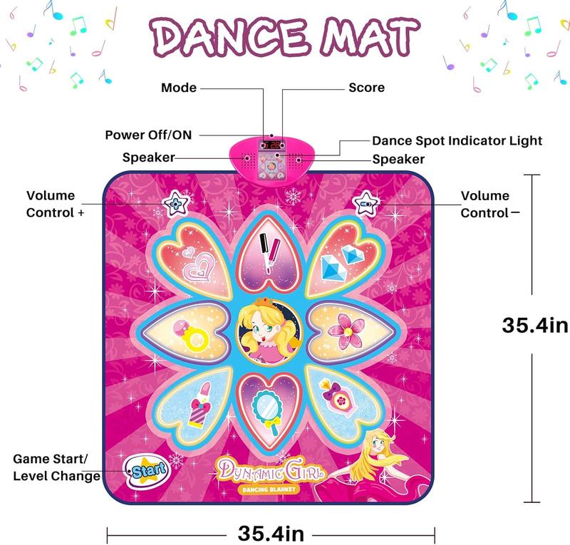 Christmas gift  Princess Touch Dance Mat Toys for Kids, 7 Game Modes with LED Lights and Music