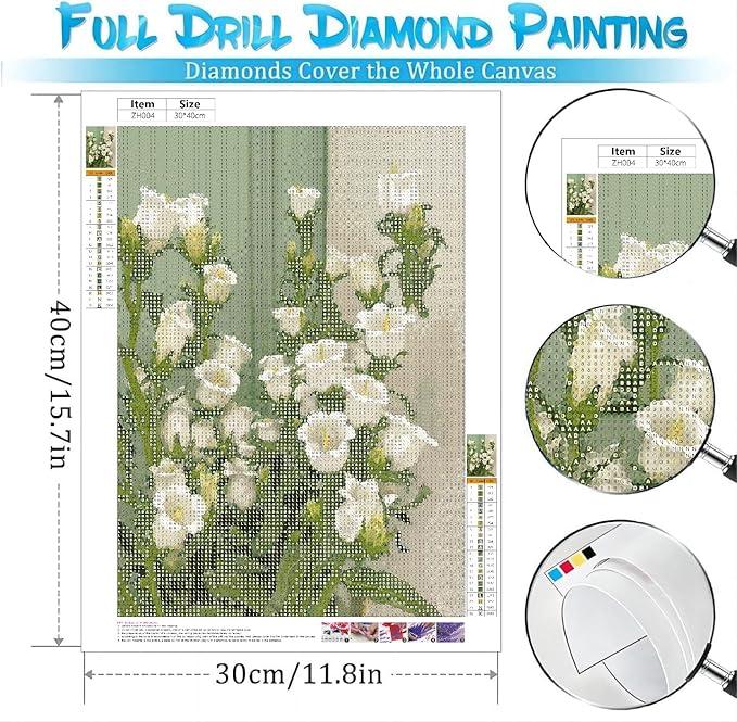 Diamond Painting Kits for Adults,Flowers Diamond Art Kits for Adults,Gem Art Kits for Gift Home Wall Decor(12x16inch) diamond paintings