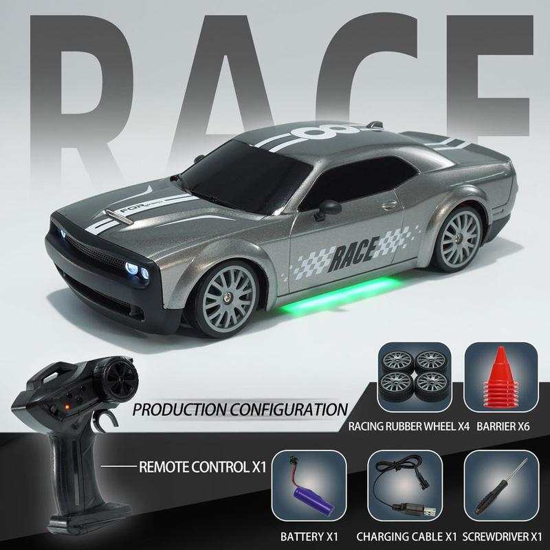 Christmas Gifts 1 20 Dodge Challenger RC Drift Car 2.4G Full Scale Stunt Car 4WD Electric RC Racing Car With Lights r34diecast rc model rc drift hellcat megalodon carro  de 100  hp spiderman