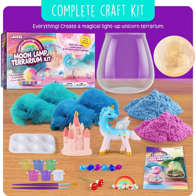 Unicorn Terrarium Gifts for Kids - Light Up Terrarium Crafts Kit with DIY Moon Lamp - Unicorn Toys for Girls - Arts and Crafts Birthday Gift for Girls Ages 4 5 6 7 8-12 Year Old