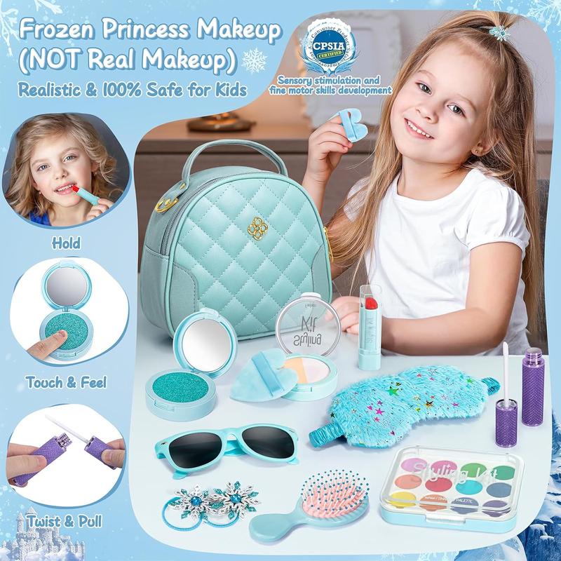 Christmas gift Play Purse for Little Girl, Princess Frozen Toy Purse with Accessories, Pretend Makeup Set, Handbag, Wallet Water Bottle Birthday Toy