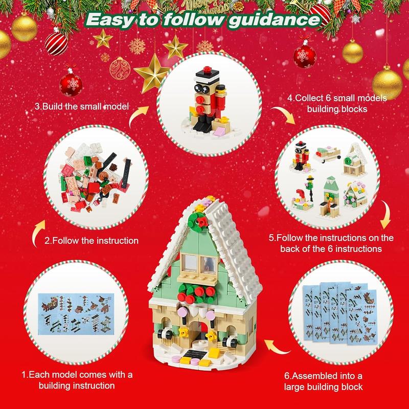 Christmas Advent Calendar 2024 with 1075 count Building Blocks for , 24 Days Christmas Countdown Calendars 24 In 4 Building Blocks Stem Toys for Boys Girls Stocking Stuffers Holiday Gifts (CT886)