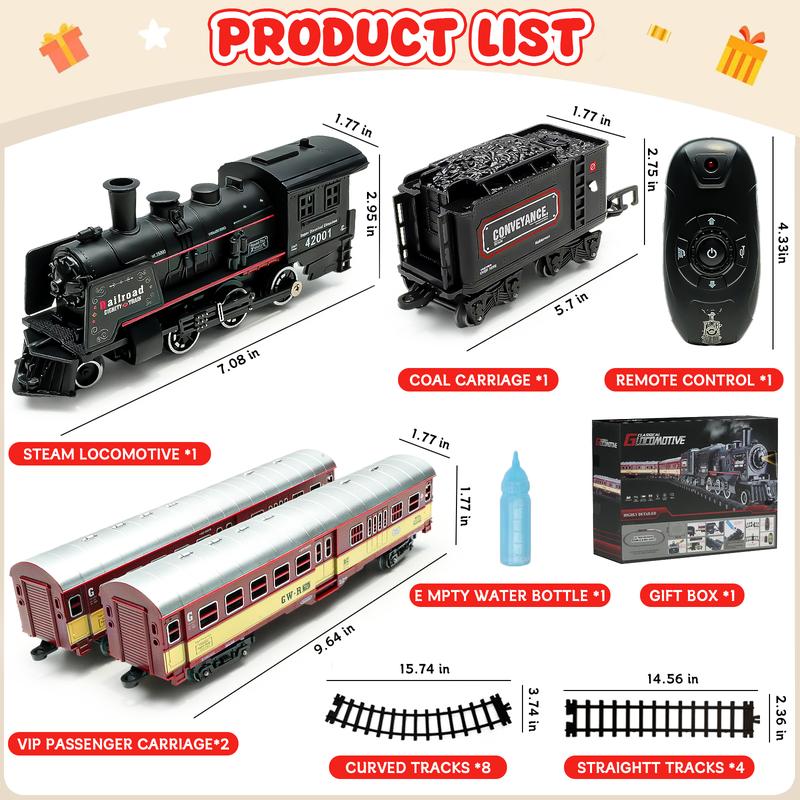 Train Set with Steam Engine - Electric Trains, PC Tracks, Sounds & Lights, Ideal Christmas Gift