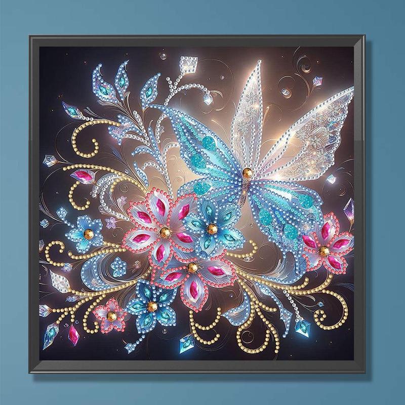 Butterfly Pattern DIY Diamond Arts Colorful Painting Kit without Frame, DIY 5D Irregular Diamond Arts Colorful Painting Kit, Wall Art Decor for Home