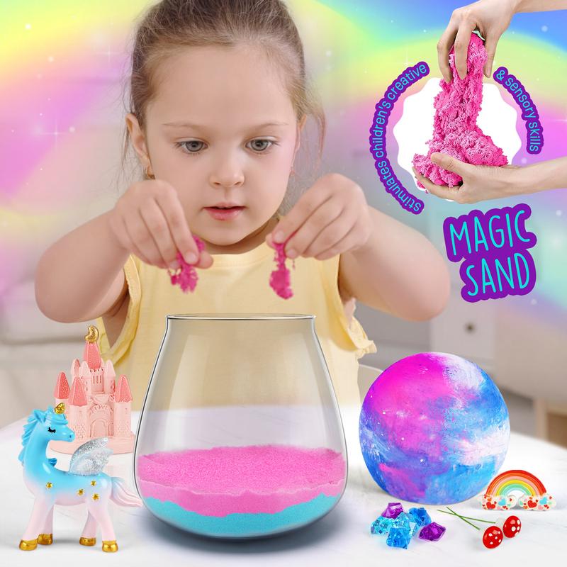 Unicorn Terrarium Gifts for Kids - Light Up Terrarium Crafts Kit with DIY Moon Lamp - Unicorn Toys for Girls - Arts and Crafts Birthday Gift for Girls Ages 4 5 6 7 8-12 Year Old