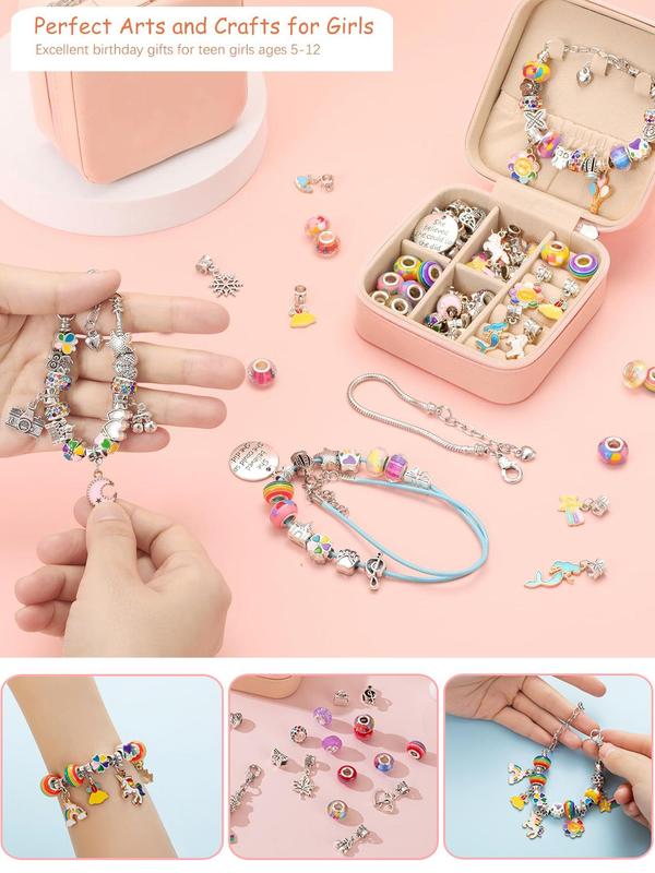 Cute Colorblock Beaded Bracelet Making Kit, Colorful Beads & Charms, DIY Jewelry Making Supplies