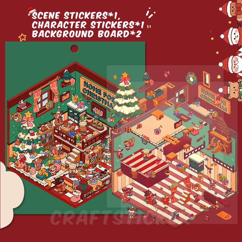 Christmas 3D Miniature Scene Sticker | DIY Mini Scenes Sticker Gifts | journalkit | Room Sticker | Toy  | ASMR sticker