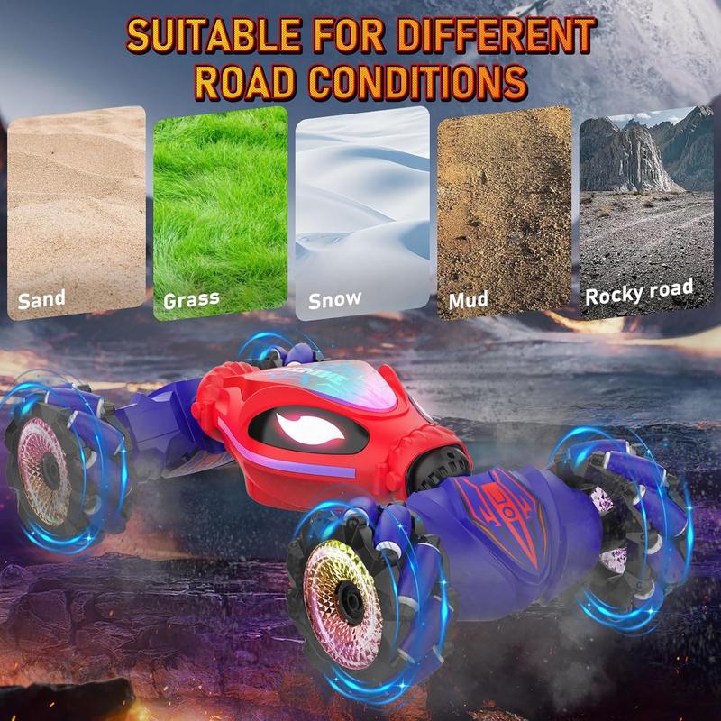 Gesture RC Cars, Hand Controlled Stunt Car for 6-12 yr Kids, 2.4GHz Gesture Sensor Remote Control Cars, 4WD Double Sided Stunt RC Twist Car with Light Music for Boys Girls Birthday Xmas Gift