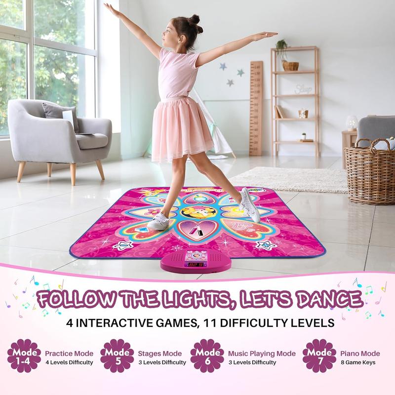 Christmas gift  Princess Touch Dance Mat Toys for Kids, 7 Game Modes with LED Lights and Music