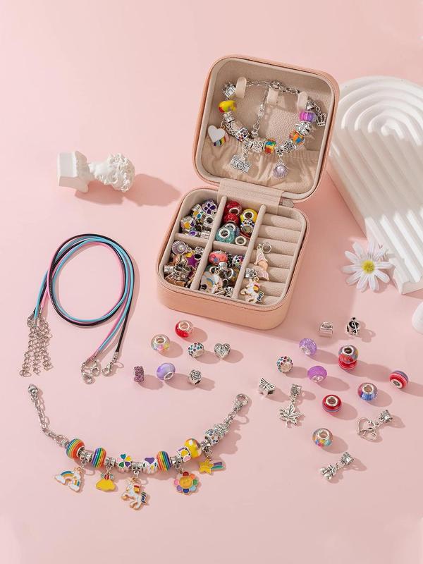 Cute Colorblock Beaded Bracelet Making Kit, Colorful Beads & Charms, DIY Jewelry Making Supplies