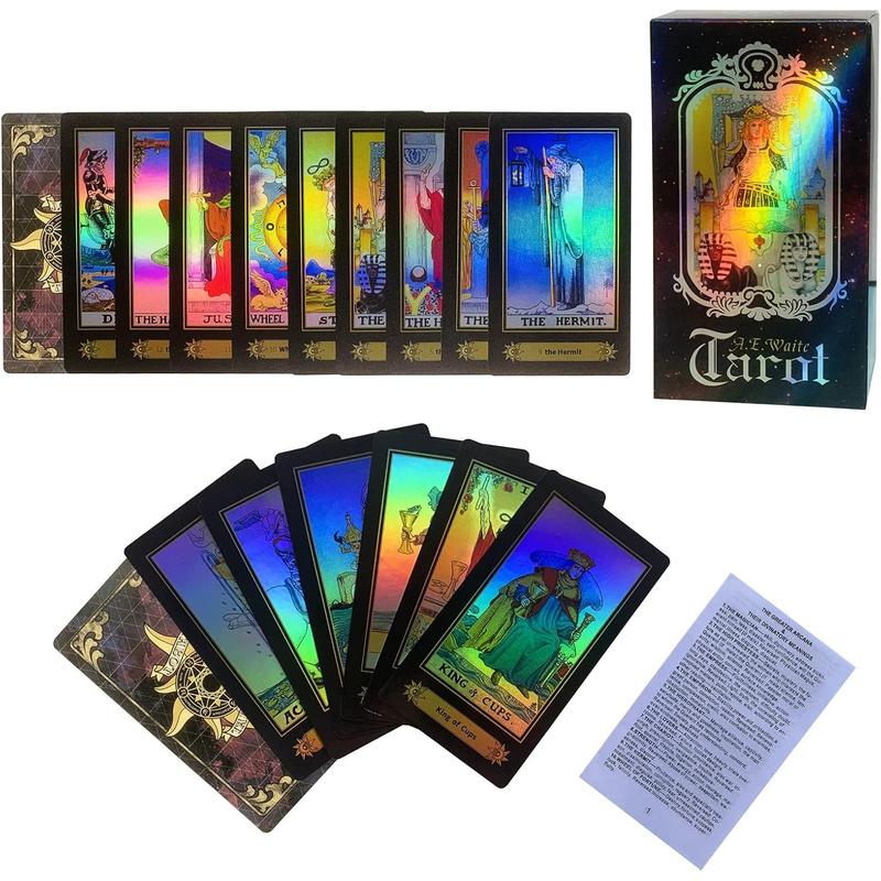 Tarot Cards Set of 78 Surface Laser Cards with English Instructions Book for Beginners (English Edition)