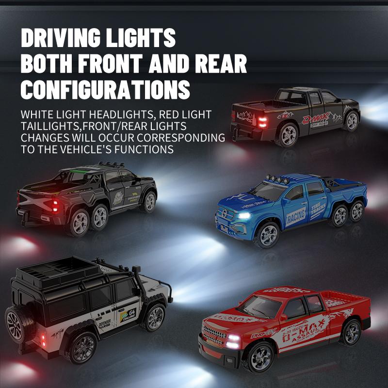 {Car model toys} 1:64 mini remote control car alloy car model with light off-road vehicle simulation model - can turn, move forward and backward car model - children's toys -USB charging- holiday (Christmas, New Year's Day, birthday, etc.) gifts