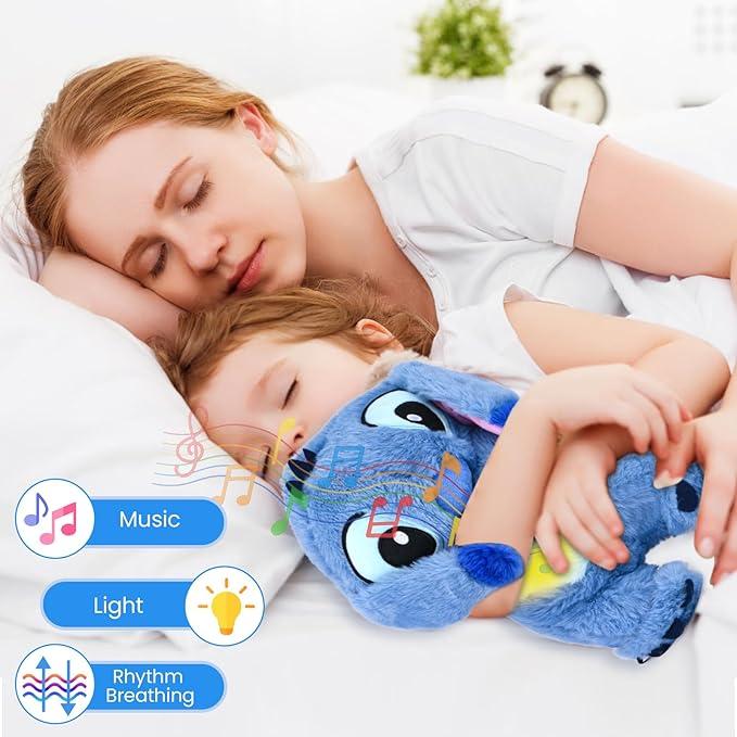 Stitch Soothing Breathing Plush Anxiety Relief Companion with Sensory Details, Musical Lighting, and Breathing Rhythm, Blue Pink