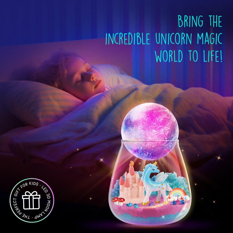 Unicorn Terrarium Gifts for Kids - Light Up Terrarium Crafts Kit with DIY Moon Lamp - Unicorn Toys for Girls - Arts and Crafts Birthday Gift for Girls Ages 4 5 6 7 8-12 Year Old