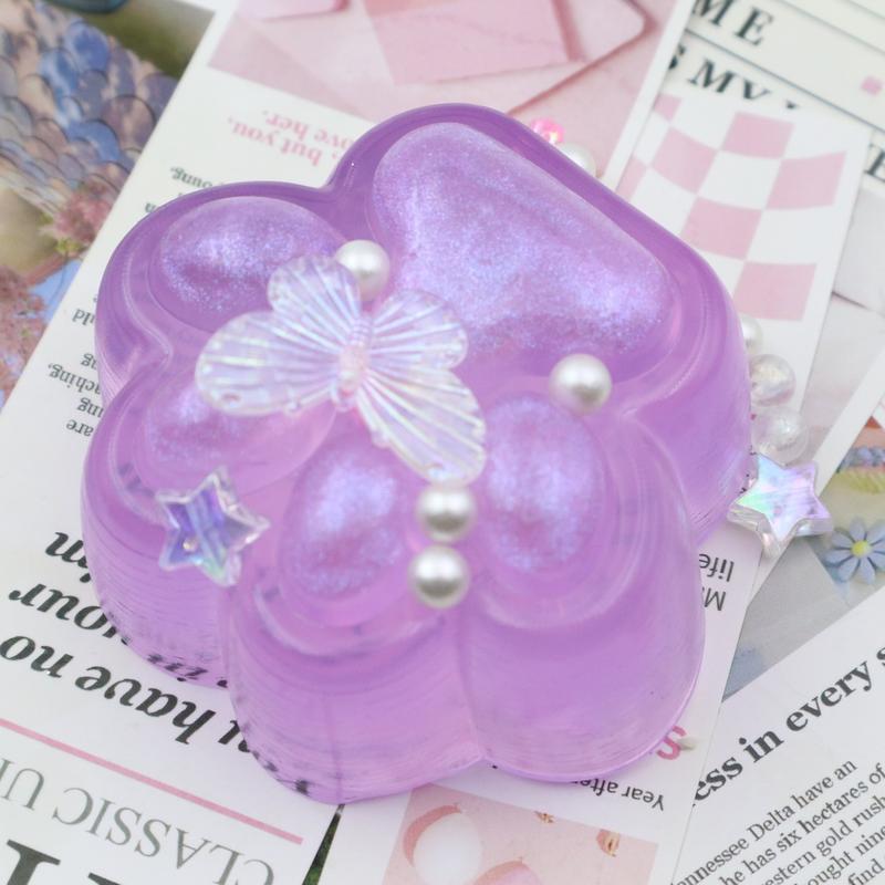 shimmering purple paw squishy toy – stress relief with a touch of elegance