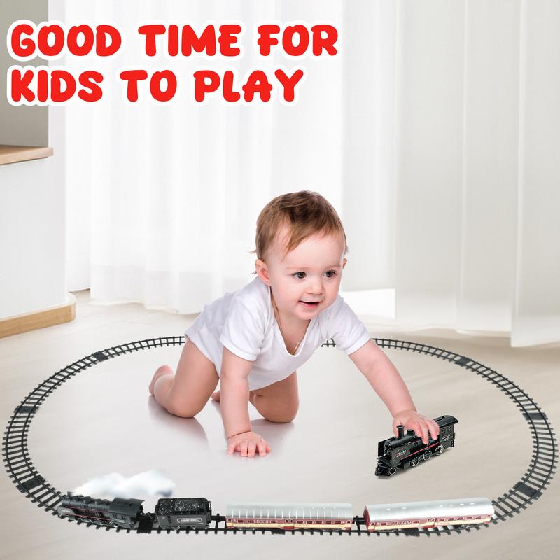 Train Set with Steam Engine - Electric Trains, PC Tracks, Sounds & Lights, Ideal Christmas Gift